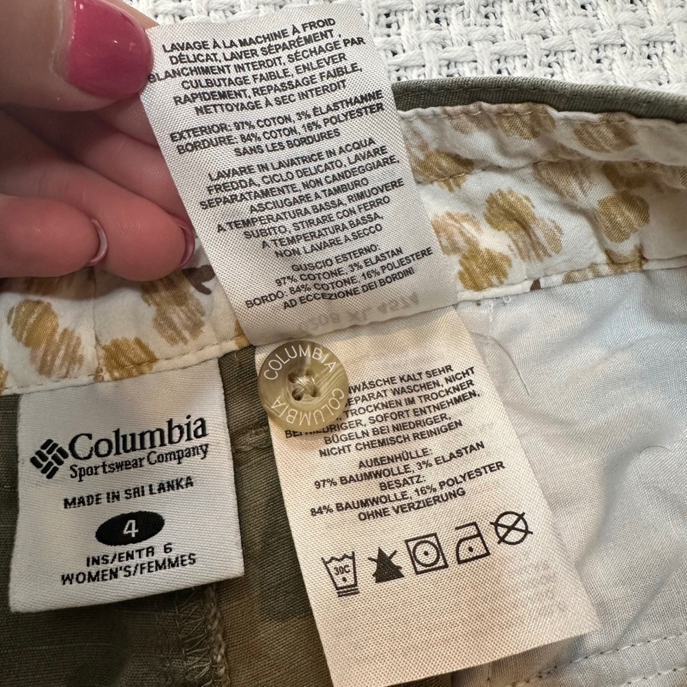 Columbia‎ Cargo Shorts Women 4 Sage Green Stretch Cotton Hiking Utility Gorpcore - Picture 15 of 16